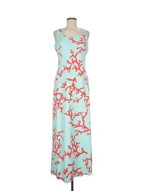 J. McLAUGHLIN Aqua Coral Charlotte Maxi Dress Medium NWT $258 Catalina Cloth